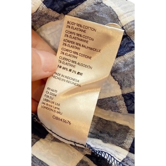 Anthropologie Pilcro And The Letterpress Blue & White Neve Checkered Top, Small - Picture 9 of 12